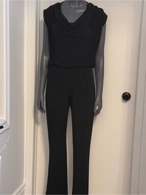 Laundry By Shelli Segal Black Draped Cowl-Neck Jumpsuit